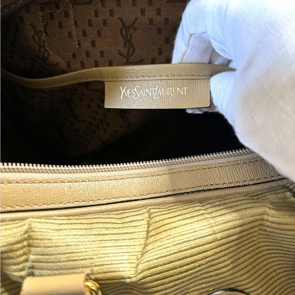 YSL Leather and Fabric Duffel Bag! Vintage Green/Taupe - Picture 3 of 16